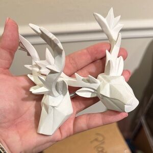 White Geometric Deer Decorative Knobs